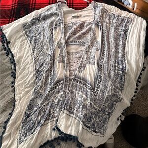 Woven Heart Blue and White Boho Tunic